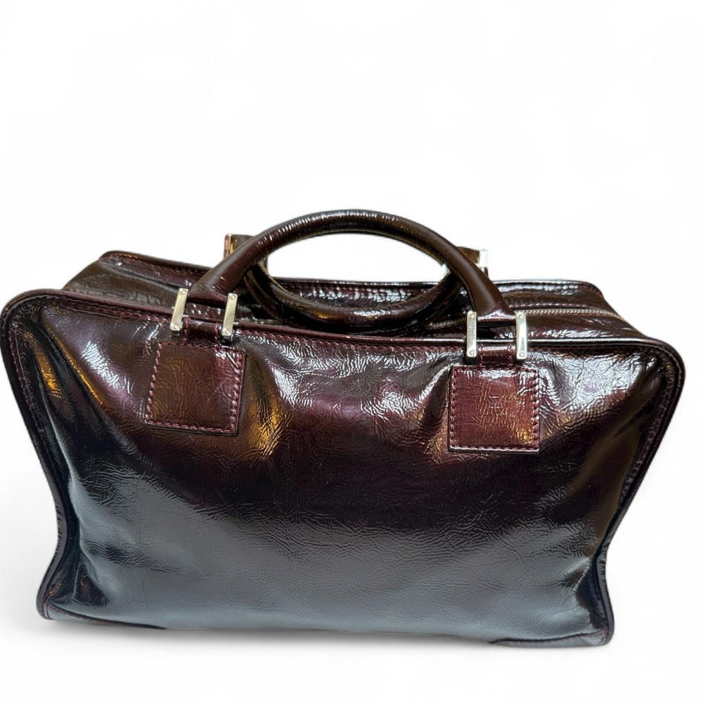 Loewe Burgundy Patent Leather Satchel Bag with Lock & Key - Picture 2 of 14